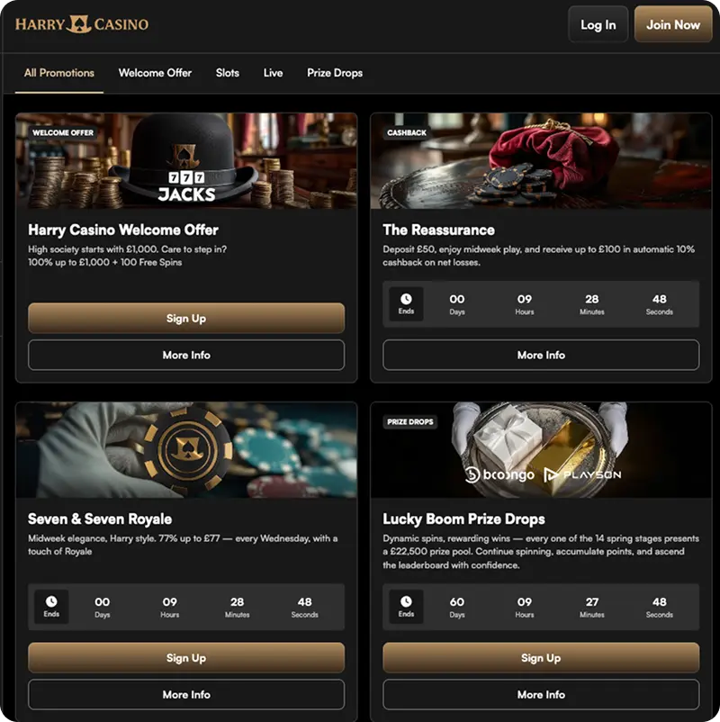 harry casino bonus code and promotions collection