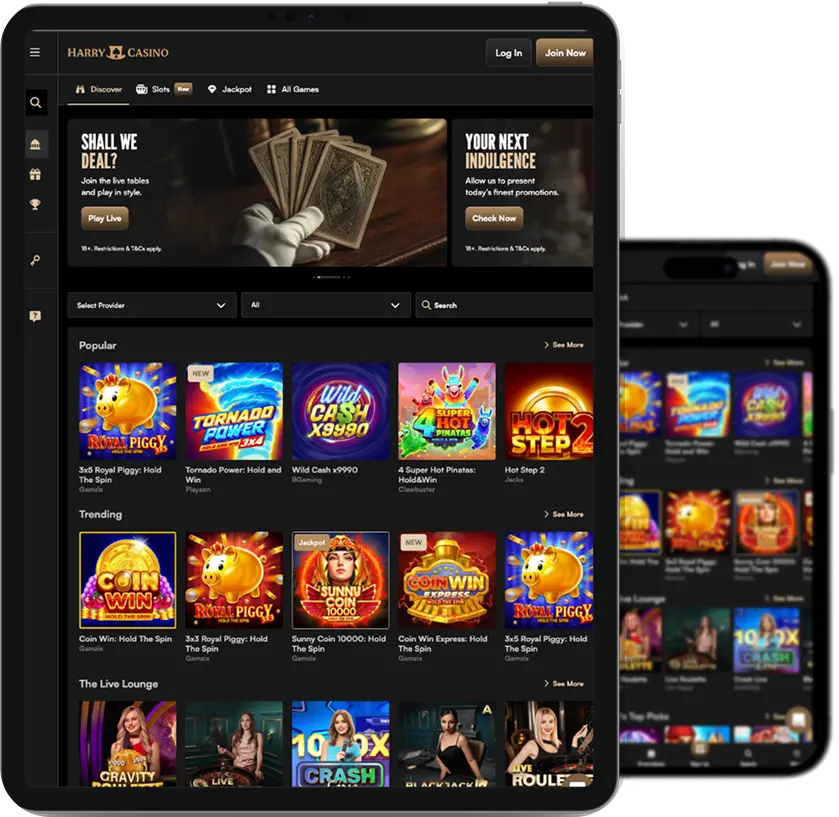 Harry Casino app and mobile version for tablets and smartphones