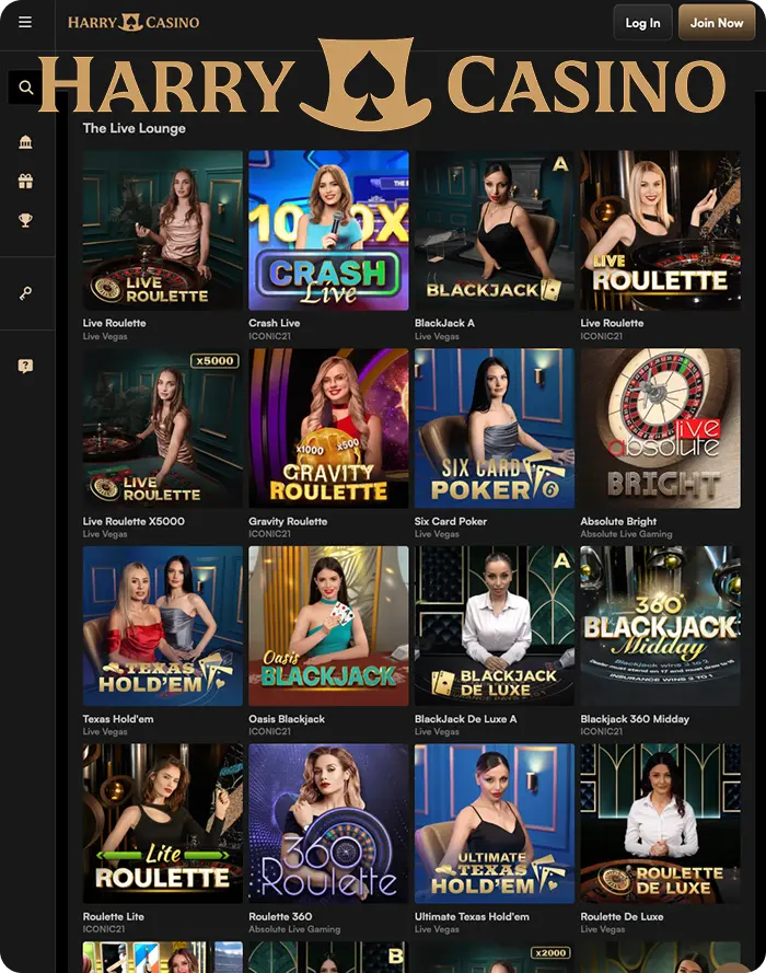 harrycasino games of live casino section